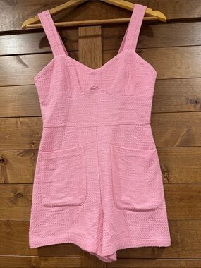 ZARA Pink Textured One-Piece Romper with Front Pockets - size S